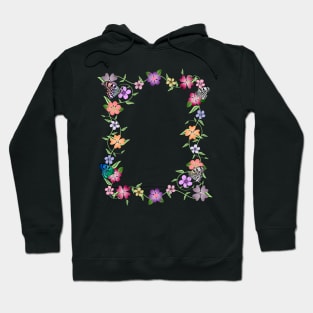 flowers tendril, floral, bloom, butterfly, insect Hoodie